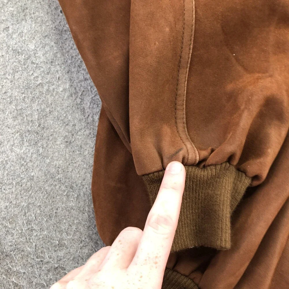 Suede Jacket Mens Medium Brown Bomber Full Zip Lined Made In Italy Paisley